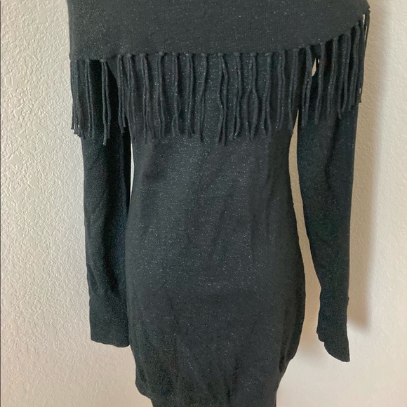Tunic sweater black metallic sweater White House BM On Off shoulder fringed look - Picture 16 of 16
